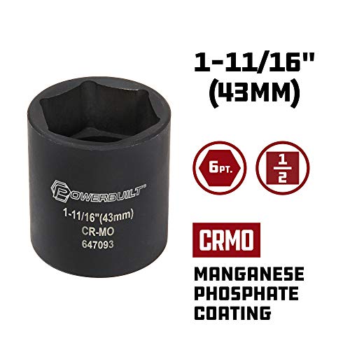 Powerbuilt Dodge Spindle Nut Socket, 1/2 Inch Drive 6 Point, 1-11/16 Inch, 4x4 Pickup Trucks, Front Axle - 647093 - style: Dodge