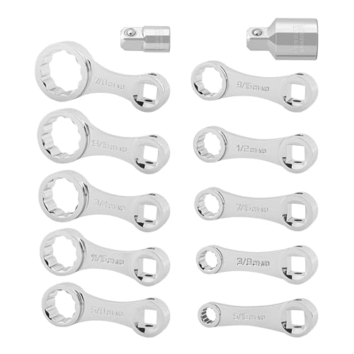 Gunpla 12pcs Torque Adapter Set, SAE 12 Point Fastener 3/8 inch Wrench Torques Adaptor Extension 42 Chrome Molybdenum Steel 5/16 – 3/8 inch Calculation Adjustment Calibration Tools Kit in Storage Case