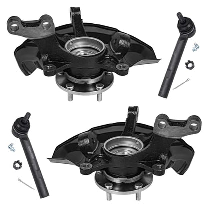 Detroit Axle - FWD Front Steering Knuckles & Wheel Hub Bearings Outer Tie Rods Replacement for 2004 2005 2006 2007 Toyota Highlander 3.3L - size: 4SU47820/Kit
