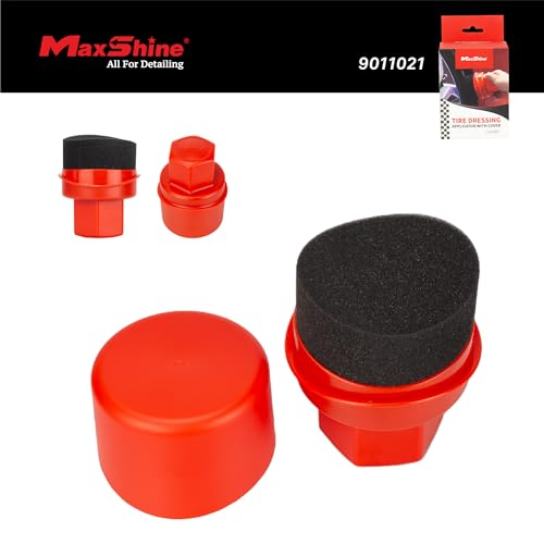 Maxshine Universal Tire Shine Applicator with Protective Cover – Black Foam Pad with Comfortable Grip – Mess-Free Handling, Even Tire Dressing & Coating – Auto Detailing Applicator Tool