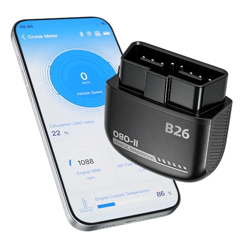B26 Bluetooth OBD2 Scanner for iOS & Android - Subscription-Free Engine Code Reader, 2026 Upgraded Engine Diagnostic Tool, Reset Check Engine Light for Temporary & Pending Faults