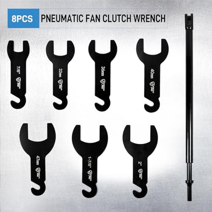 SMOTIVEPRO Pneumatic Fan Clutch Wrench Set, 8Pcs, 7/8"-2" - size: 8Pcs Fan Clutch Wrench Set w/ Pneumatic Bar