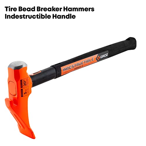 Groz 5 lb Tire Bead Breaker Hammer with 20-Inch Indestructible Spring Steel Handle, 3-in-1 Wedge Head for Passenger and Light Truck Tire Service, Rubber Anti-Vibration Grip (34750) - size: 5 lbs