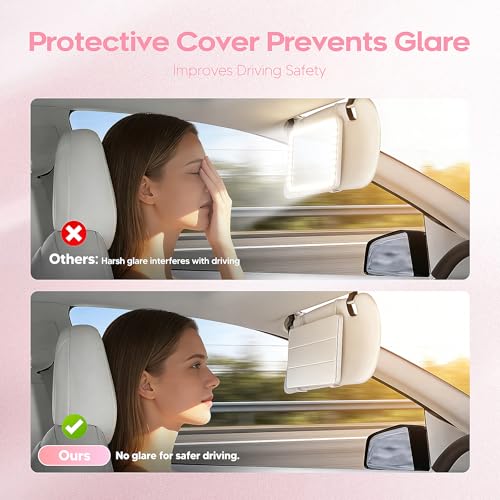Upgraded Car Sun Visor Mirror Vanity as Gift for Women Men Makeup | Smart Sensor Switch, With protective Case, 3 LED Lighting Modes, 78 LED Beads, Rechargeable, Dimmable, 15-day Battery Life