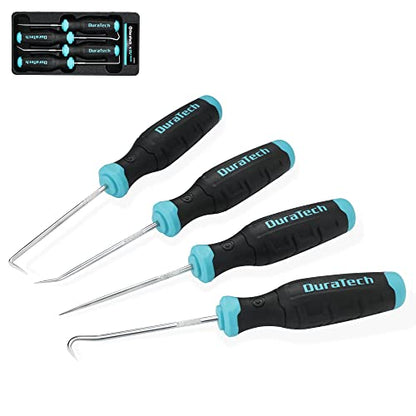DURATECH 4-Piece Hook and Pick Set, Offset, Straight, 90° Pick and Hook | Precise and Small Pick Tool for Auto, Mechanic and Electronics Maintenance, with Storage Tray - size: 4pc
