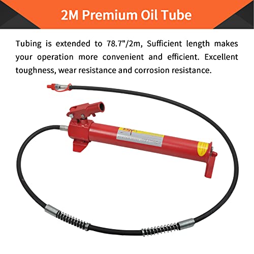 10 Ton Porta Power Hydraulic Jack 2M(78.7in) Welded Car Bottle Auto | Body Frame Repair Kit Air Pump Lift Ram for Load Truck Bed Unloader Farm and Oil Hose Hydraulic Ram Equipment Construction - size: 10 Ton