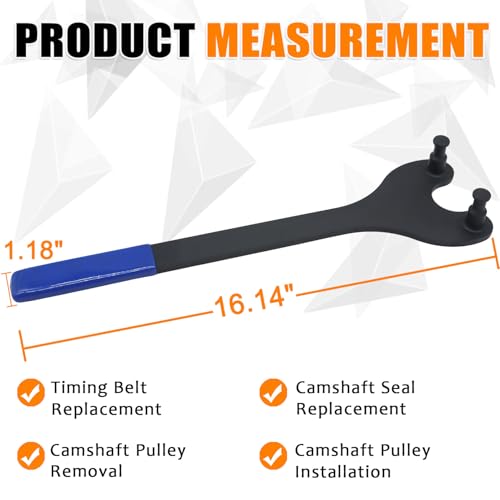 Crankshaft Damper Pulley Holding Holder Harmonic Tool & Universal Camshaft Pulley Holder Wrench Compatible with 22RE, 2RZ, 3RZ, 3.0L 3.3L V6, 4.0L 4.3L 4.7L V8 Engines