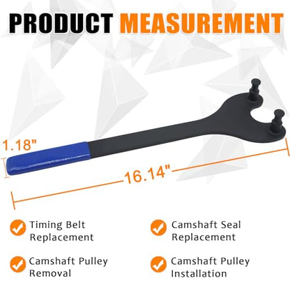 Crankshaft Damper Pulley Holding Holder Harmonic Tool & Universal Camshaft Pulley Holder Wrench Compatible with 22RE, 2RZ, 3RZ, 3.0L 3.3L V6, 4.0L 4.3L 4.7L V8 Engines