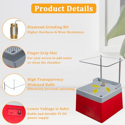 Stained Glass Grinder Mini DIY Grinding Tool, 9V 3.5A Portable Glass Grinder Kit with 5/8" Diamond Grinder Bit for Glass Processing Arts Etc. (Red) - color: Red