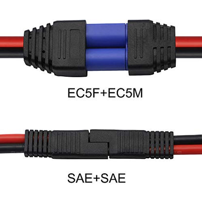 GINTOOYUN EC5 to SAE Cable, EC5 F/M Plug to SAE Connector Power Automotive Cable Wire 10AWG for Car Motor Solar Panel Batteries