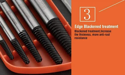Edward Tools Bolt and Screw extractor set 5 Piece - Hardened Cr-Mo Steel for Easier Removal of Damaged Screws - Includes 5 sizes - Remove Allen bolts, Machine Screws, Hex Bolts, Metal Screws