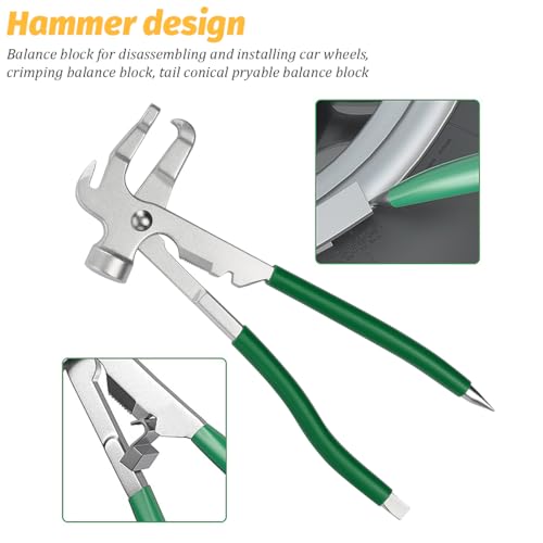 Zpana Car Wheel Balancing Weight Plier, Wheel Balance Hammer Tool (Green) | Vehicle Tire Clip On Weight Balance Rim Repair Remover Accessories, Universal for Sedan, SUV, Truck - color: Green