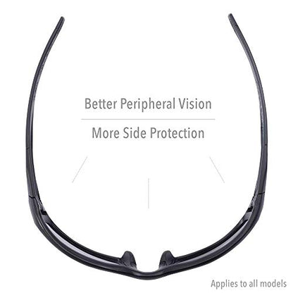 Honeywell Uvex Hypershock Safety Glasses, Black Frame with SCT-Blue Lens & HydroShield Anti-Fog Coating (S2951HS)