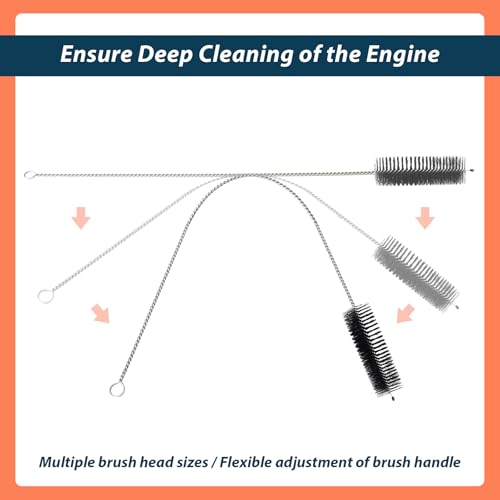 12Pcs 61820 Car Engine Cleaning Brush Kit Motor Alternators Bay Stainless Steel Wire Long Nylon Polishing and Cleaning Brushes Set Tool