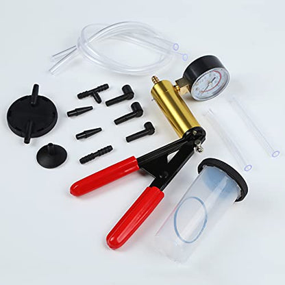 Yonligonju Brake Bleeder Kit with Hand Vacuum Pump with Gauge Adapters Automotive Brake Fluid Bleeding Set for Bike Car Truck (Blue) - color: blue