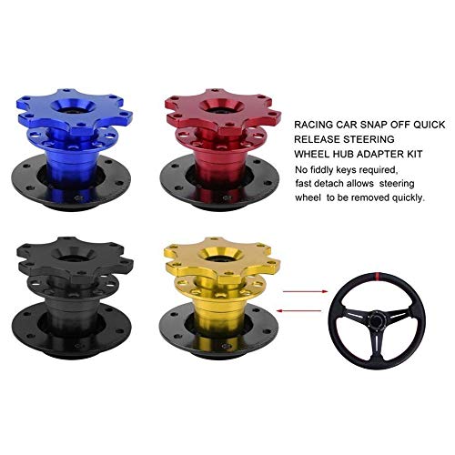 BestTeam Universal Steering Wheel Snap Off Quick Release Hub Adapter Boss Kit With 6-hole Steering Wheel Hub (Blue) - color: Blue