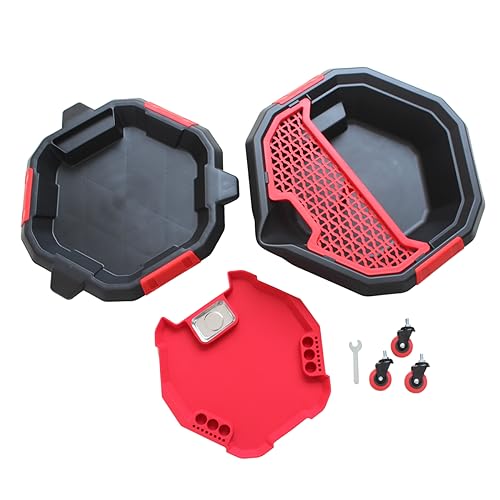 MaxWorks 3-in-1 Rolling Oil Drain Pan and Mobile Tool Creeper 8.5 Quart Fluid Container with 360 Degree Swivel Wheels and Mesh Drain Plug Holder (50695)