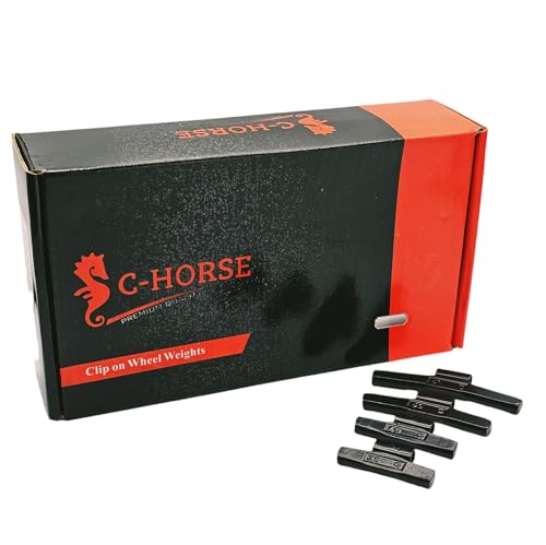 C-HORSE 100Pcs FN Series Clip on Wheel Weights Black Coated Assortment for Japanese Cars Hammer Type Rim Balancers, 35G, 40G, 50G, 60G, 25pcs for Each Size Fit for Aluminum Alloy Wheel - size: FN 35-60G