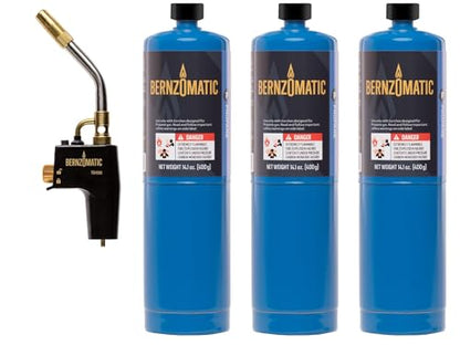 Bernzomatic TS4000 Trigger Start Torch 361524 (TS4000 Torch + 3 Pack Propane Gas) - style: TS4000 Torch + 3 Pack Propane Gas