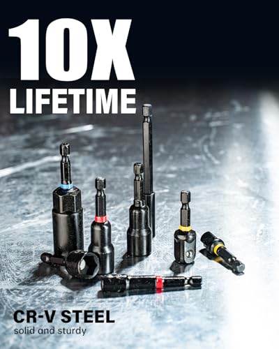 ROTATION 34-Piece Impact Driver Bit Set, Magnetic Impact Nut Driver Set | Magnetic, SAE & Metric, Deep Impact Nut Drivers, Impact Socket Adapters & Wing Nut Driver, Bit Extension with Storage Case