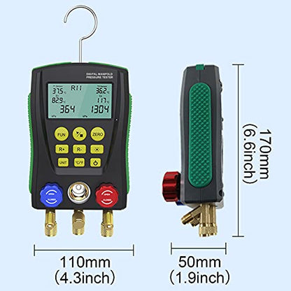 PLAYOCCAR HVAC Digital Manifold Gauge Kit for AC & Refrigerator | Vacuum, Pressure & Temp Testing, Diagnostic Set for AC & Refrigerator Maintenance, Recharge Tool