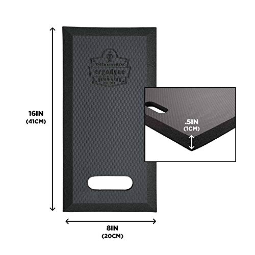 Ergodyne ProFlex 376 Kneeling Pad, Lightweight Kneeling Mat, Thin Foam Knee Cushion, Small, 8" x 18" x 0.5", Black - size: Small