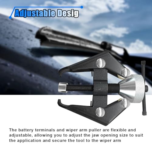 BDZMC Wiper Arm Removal Tool, 35-85mm Windshield Wiper Arm Puller Remove Tool, Heavy-Duty Adjustable Arm Bearing Remover Puller Tool, Battery Terminal and Wiper Arm Repair Tool - size: 3.21×3.92 inch