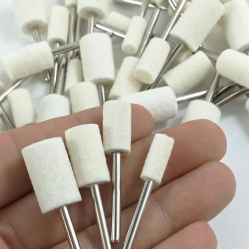 40 Pcs Cylinder Shape Wool Polishing Bits - 1/8'' Shank Wool Felt Buffing Polishing Kits for Dremel Rotary Tools (6mm/8mm/10mm/12mm) - style: 40 Pc Cylinder Shape Wool Polishing Bits