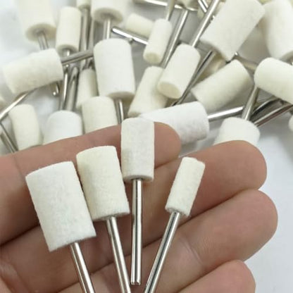 40 Pcs Cylinder Shape Wool Polishing Bits - 1/8'' Shank Wool Felt Buffing Polishing Kits for Dremel Rotary Tools (6mm/8mm/10mm/12mm) - style: 40 Pc Cylinder Shape Wool Polishing Bits