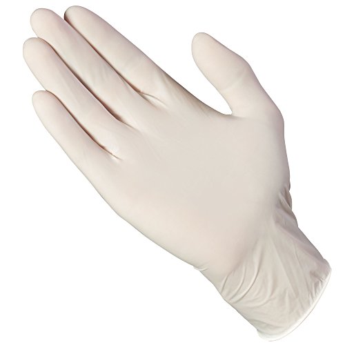 Mr Clean Latex Gloves Disposable Single Use Lightly Powdered Non-Sterile Multipurpose Uses One Size Fits Most Tear & Puncture Resistant Design 9.5-Inch Long with Beaded Cuff, 100-Count, Blue - size: 100 Count (Latex)