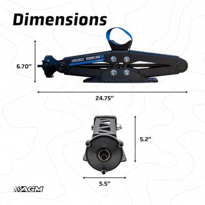 AGM Heavy Duty Scissor Jack HD for Trucks, Vans & Trailers - 7000lbs Capacity, 20.5" Lift Height, 1/2" Hex Drive, Portable Scissor Jack with VersaLift Interchangeable Heads, Drill Adapter & Carry Bag