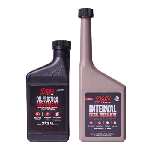Doc's Diesel Oil Friction Treatment + Interval Diesel Treatment Kit – Engine Oil Additive & Injector Cleaner – Reduces Wear, Cleans Injectors, Improves MPG (16 oz + 12 oz) - size: Oil Friction Treatment + IDT