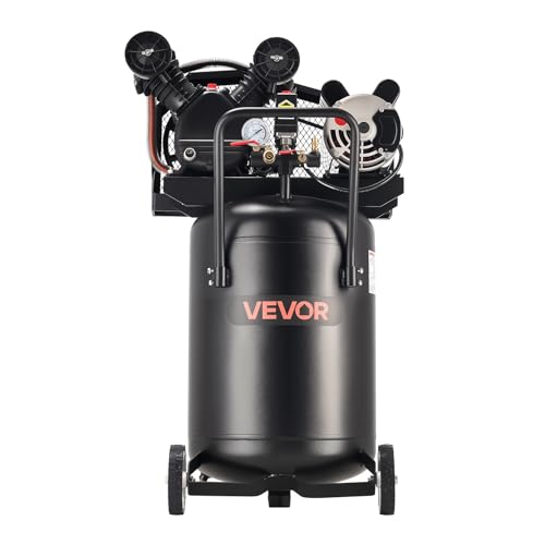 VEVOR 20 Gallons Air Compressor, 2HP 6.5SCFM at 90PSI, Max 135PSI Pressure Oil-Lubricated Air Compressor Tank,Portable on Wheels for Auto Repair,Tire Inflation,Spray Painting,Woodwork Nailing,120V - size: 20-Gallon 135PSI