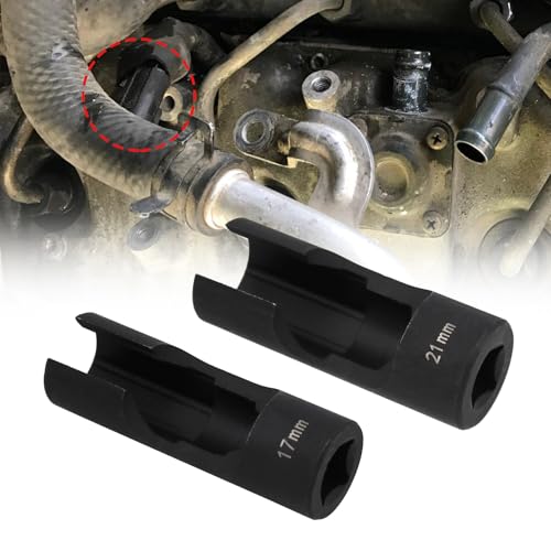 RULLINE 2Pcs Upgraded Steel Flare Nut Socket Set 17mm+21mm for Automotive and Mechanical Applications 1/2" square drive - size: 17mm+21mm