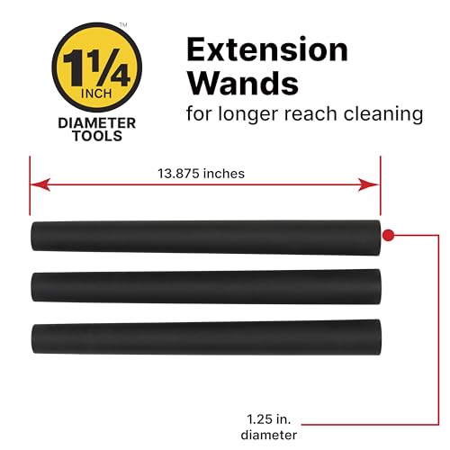 Shop-Vac 9061400 1.25 Inch Diameter Extension Wands, 3-Pack Set | Durable Black Plastic, Ideal for Extended Reach With 1.25 Inch Hoses - size: 1.25-Inch, style: Extension Wands