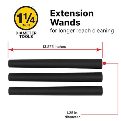 Shop-Vac 9061400 1.25 Inch Diameter Extension Wands, 3-Pack Set | Durable Black Plastic, Ideal for Extended Reach With 1.25 Inch Hoses - size: 1.25-Inch, style: Extension Wands
