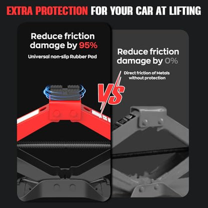 Portable Car Jack Kit 3 Ton, Heavy Duty Scissor Jack for Car, Spair Tire Changing kit with Lug Wrench, Emergency Kit for Car SUV MPV