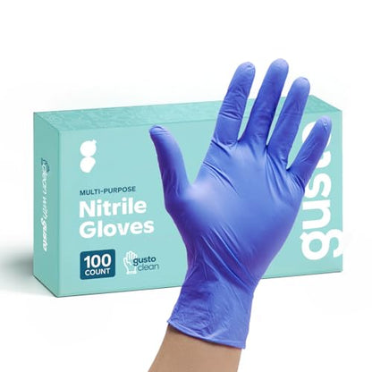 GUSTO Blue Nitrile Gloves, Disposable Gloves – 4 Mil, Latex & Rubber Free, Non-Sterile Powder-Free (Formerly Comfy Package) - size: Medium, style: 100 Count