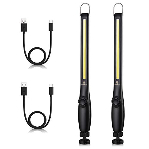 LED Work Light 800 lumens 3300mAh Rechargeable Work light Magnetic Flashlight COB Work Light Handheld Portable Worklight Inspection Light for Car Repair Machine Garage Emergency(2 pack) - size: 2 Pack