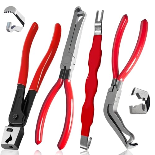 4Pcs Electrical Disconnect Pliers for Cars, Automotive Electrical Connector Separator Tools, Hose Clamp Pliers Terminal Removal Tool, Fuel Line Disconnect Tool - style: Red 4PCS