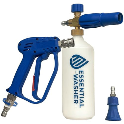 ESSENTIAL WASHER Short Pressure Washer Gun Swivel with Pressure Washer Foam Cannon Kit | Comes with Quick Connects and Nozzle Guard Tip - style: Stainless Swivel Gun With Foam Cannon