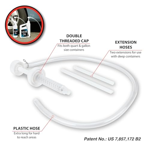 Performance Tool W1139 Quart/Gallon Fluid Pump and Hose for Vehicle Oils and Maintenance | Quart / Gallon Fluid Pump for automotive tools garage applications - style: Qt. & Gal. Fluid Pump (Standard)