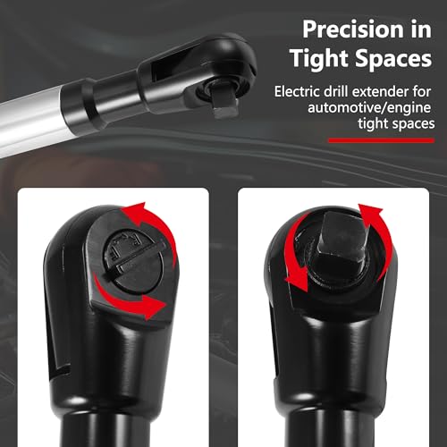 1/2" Offset Extension Wrench, Impact Ratchet Extender for Electric Drill with 6 Adapters & Sockets(3/8" 1/4" 1/2" )& 1/2'' Impact Adapter, High Torsion Wrench Set Slim Design for Tight Narrow Spaces - color: Sliver