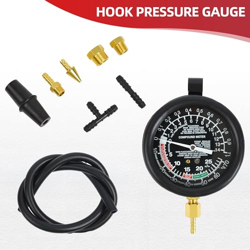 Fuel Pump Pressure and Vacuum, Carburetor Intake Manifold, and Vacuum Test,Car Fuel Pump and Vacuum Tester Gauge