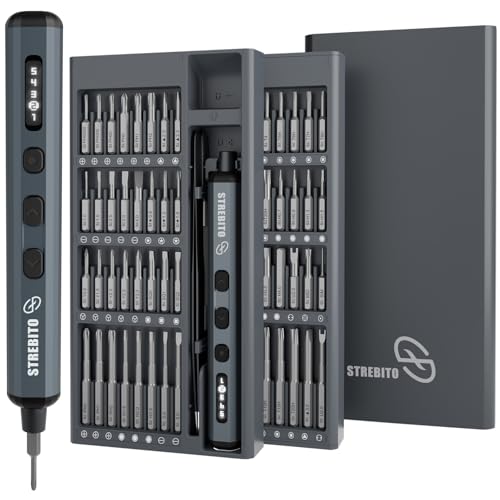 STREBITO Mini Electric Screwdriver Set, 70 in 1 Small Electric Screwdriver - 64 S2 Preicison Bits, 5 Torque Settings, 4 LED Lights, Mini Power Screwdriver Repair Tool Kit for PC Electronic (Upgraded) - style: Upgraded