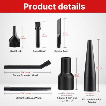 Shop-Vac 1-1/4" Micro Cleaning Nozzle Kit with Adapter, 8 Pieces | 1-1/4" Detailed-Cleaning Attachments for Compact Wet Dry Shop Vacuum, Storage Bag Included - size: 8-Piece Kit