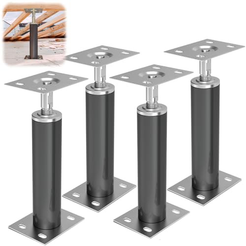 ForoGore 4 Pack House Jacks for Leveling Adjustable Floor Jack Post Floor Jack for House Telescoping Jack for Temporary Support, Adjustable Range 12 inch - 16 inch - size: Grey-4 Pack