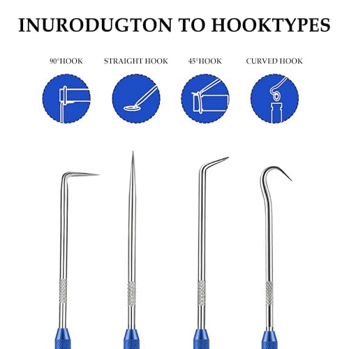 Salior 2PCS CarbonSteel Hook Tool and Pick Set,Double End Pick and Hook Set Auxiliary Dismantling Fittings,Universal O Ring Pick Set and Hook Tool Car Accessories Fit for Most Cars (Blue) - color: Blue