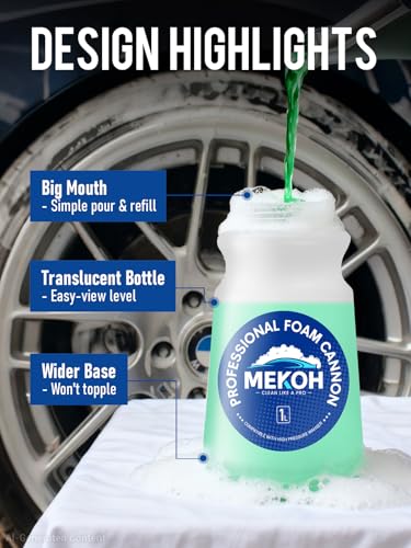 MEKOH Foam Cannon for Pressure Washer, Thick Snow Car Wash Foam Gun with 1.1mm Orifice & 1/4" Quick Connect, Pressure Washer Soap Cannon Attachment for Auto Detailing, Big Mouth Foam Blaster, 4000 PSI - size: 1.1mm