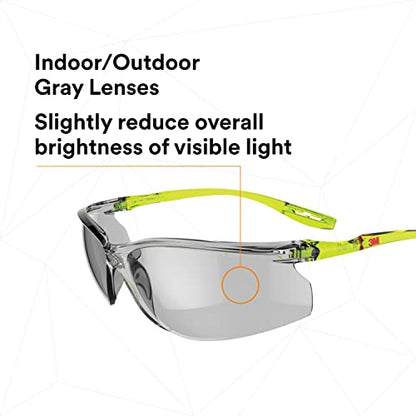 3M Safety Glasses Scotchgard Anti-Fog Coating - color: Gray I/O Lens, Green/Black Frame, size: One size fits most